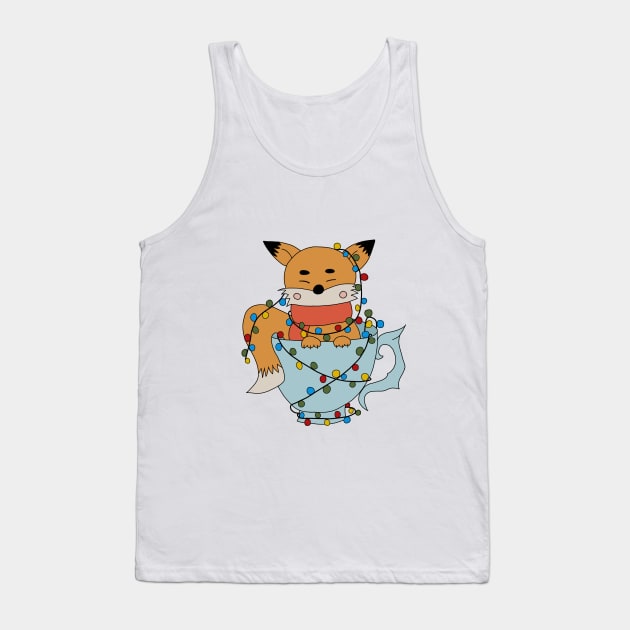 Festive Fox Glow: Christmas Lantern Garland Charm Tank Top by RedFoxIV